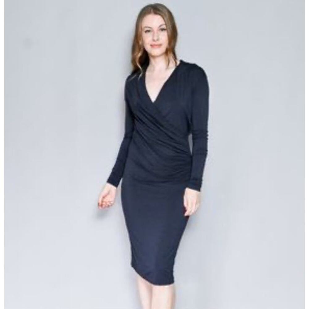 NWOT DAY Birger et Mikkelsen Wrap Effect Jersey Dress Dark‎ Charcoal Size M